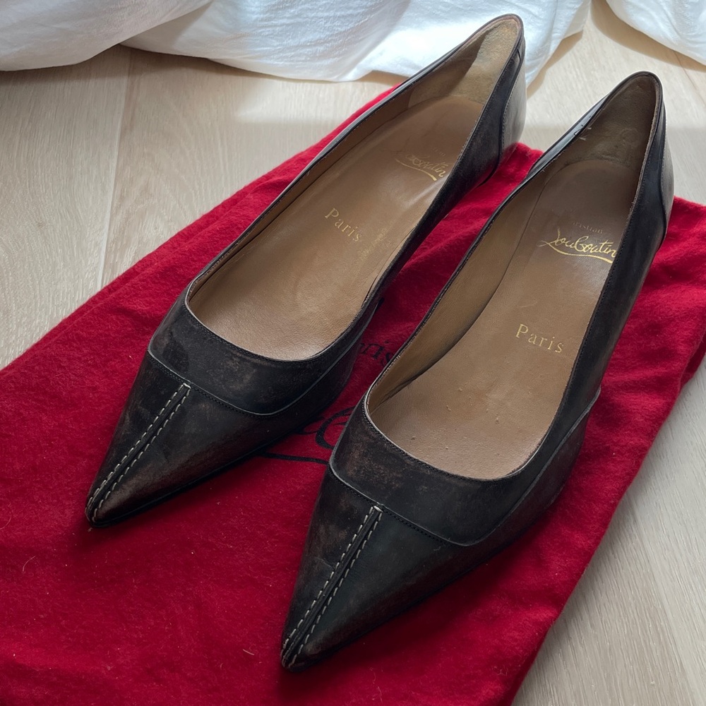 Christian Louboutin Dark Brown Leather Pumps